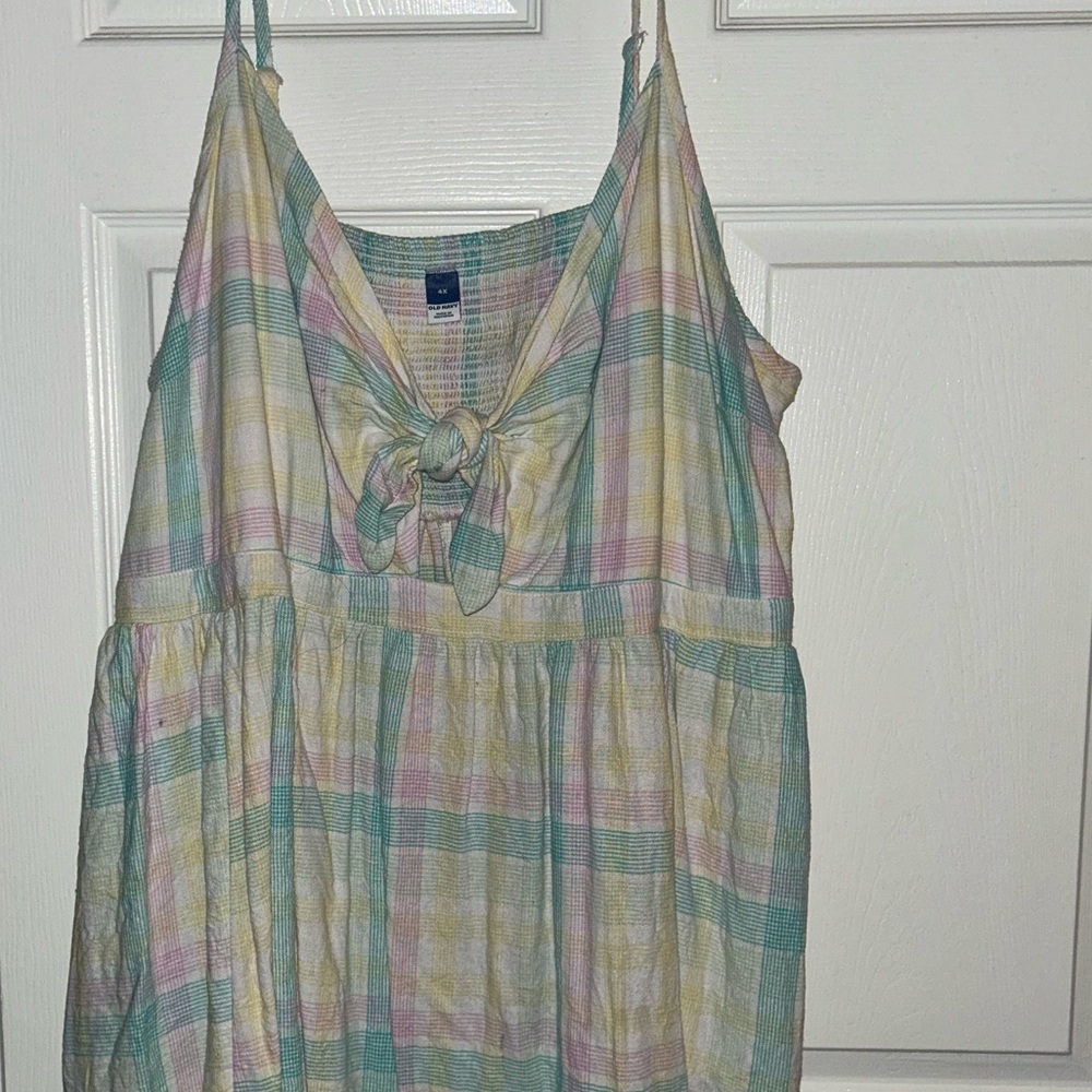 Old Navy Multicolor Plaid Dress with Tie Detail